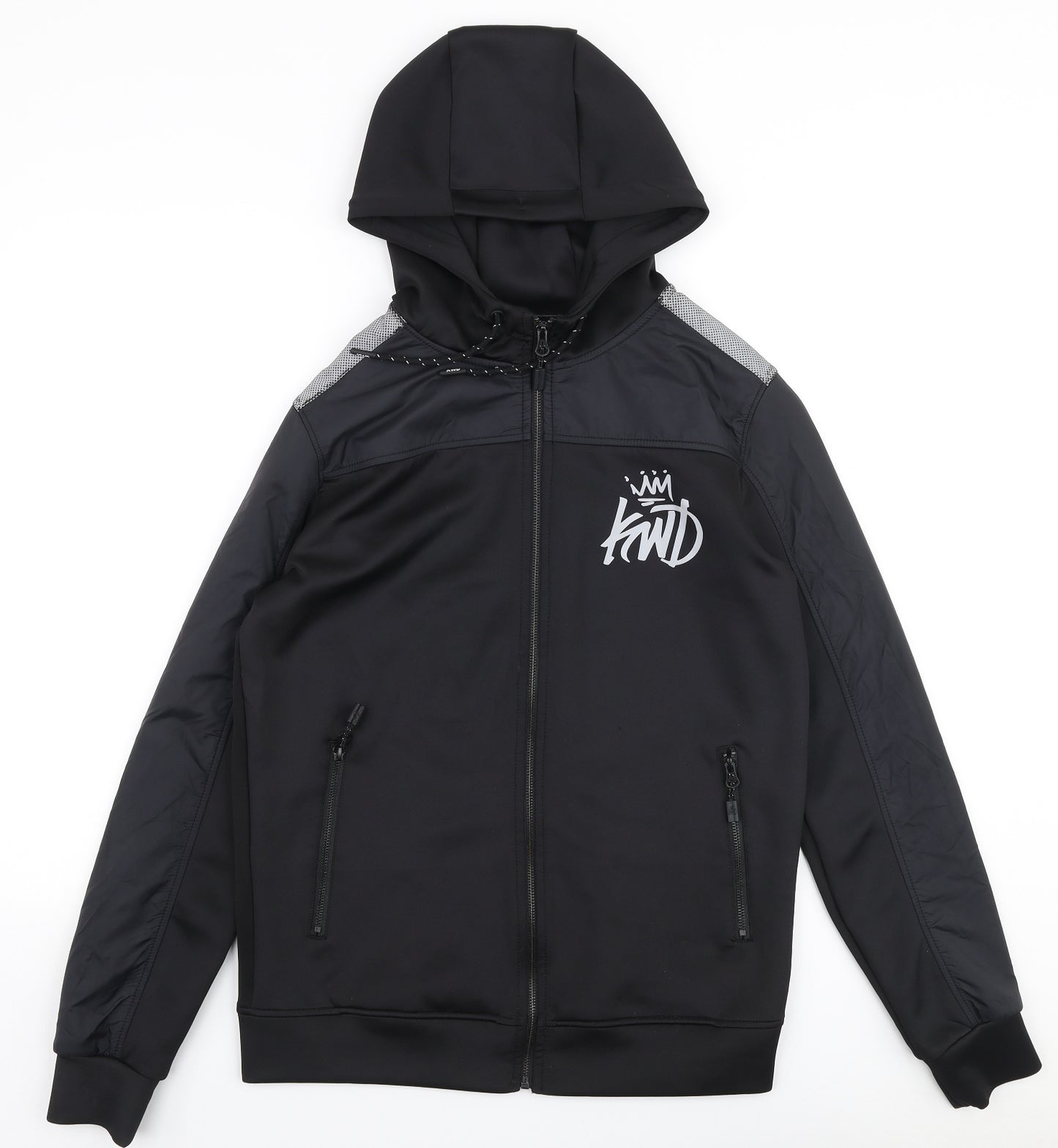 KWD Mens Black  Polyester Full Zip Hoodie Size S