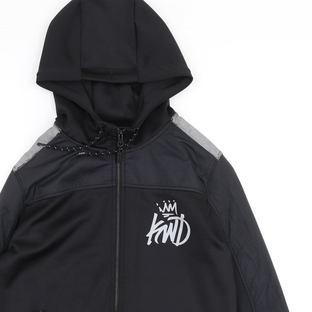 KWD Mens Black  Polyester Full Zip Hoodie Size S