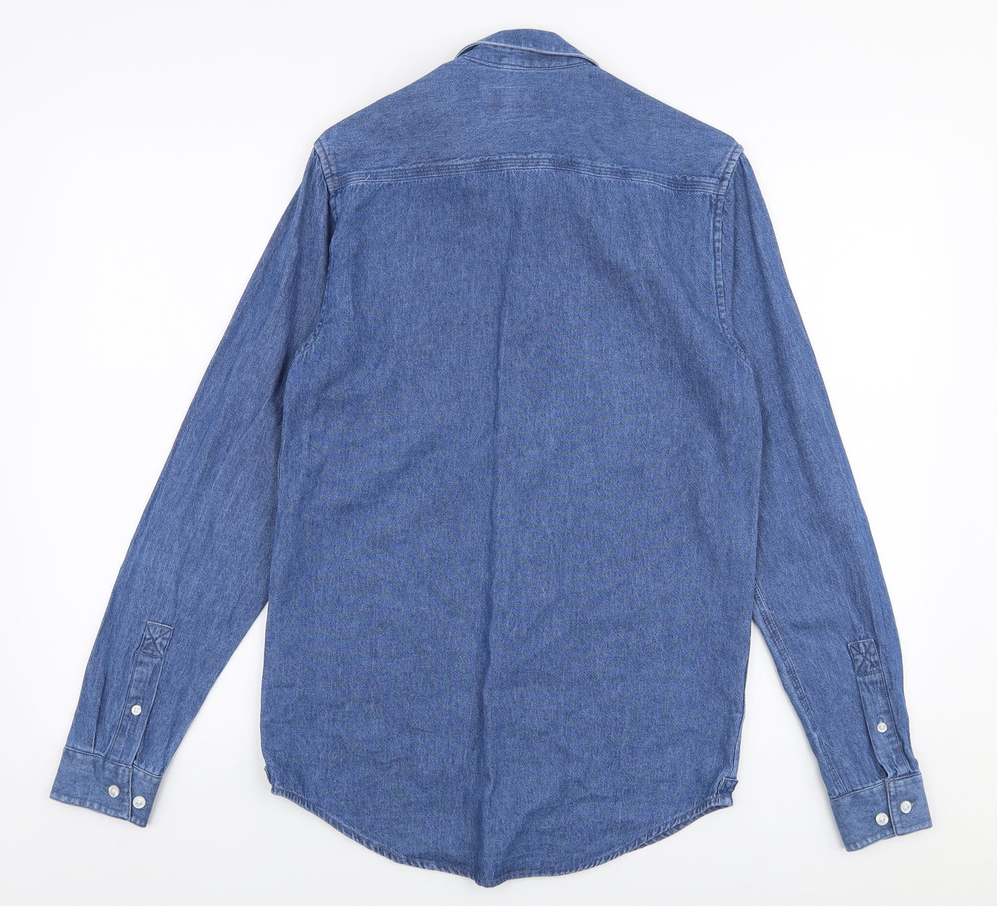 River Island Mens Blue  Cotton  Button-Up Size XS Collared Button