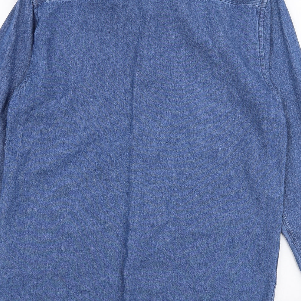 River Island Mens Blue  Cotton  Button-Up Size XS Collared Button
