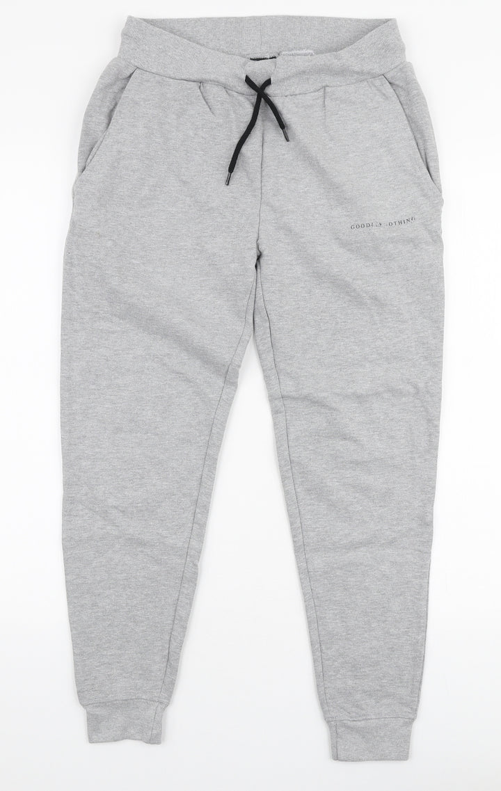 Good For Nothing Womens Grey  Cotton Jogger Trousers Size S L25 in Slim Drawstring