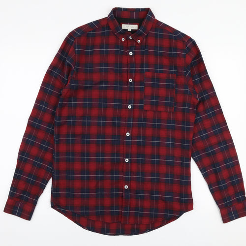 River Island Mens Multicoloured Plaid Cotton  Button-Up Size S Collared Button