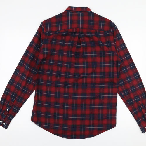 River Island Mens Multicoloured Plaid Cotton  Button-Up Size S Collared Button