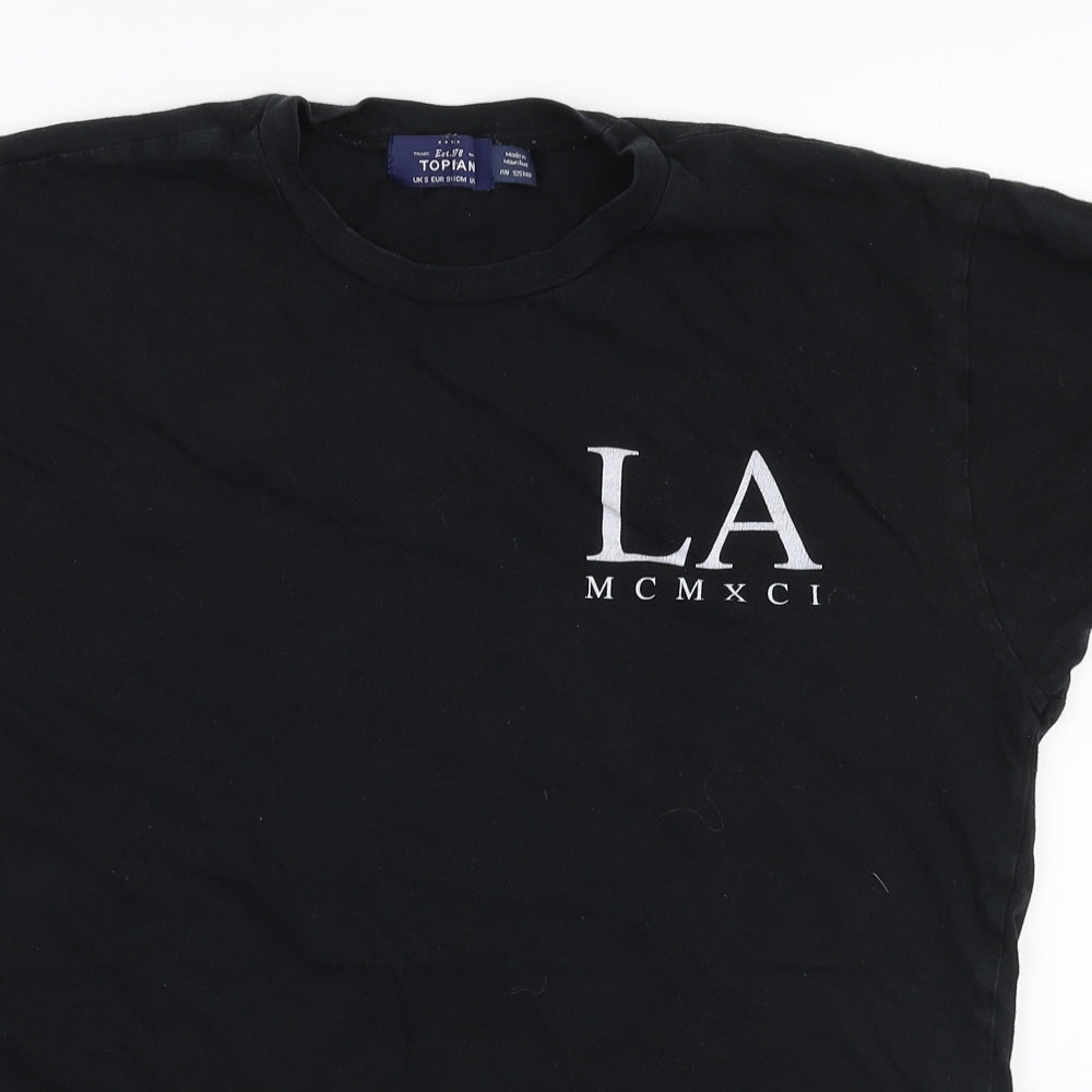 Topman Mens Black  Polyester  T-Shirt Size S Round Neck  - LA