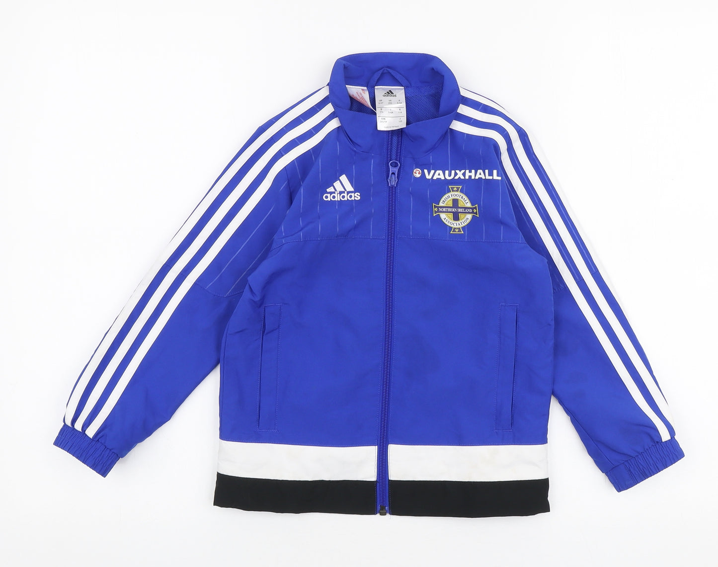 adidas Boys Blue Striped  Jacket  Size 5-6 Years  Zip - Northern ireland football
