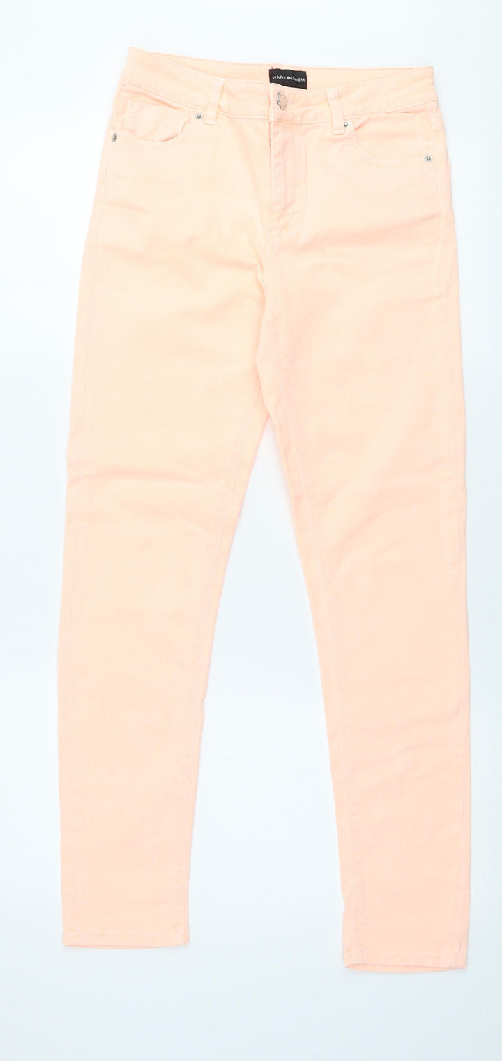 Ware Denim Womens Orange  Cotton Skinny Jeans Size 10 L28 in Slim Zip