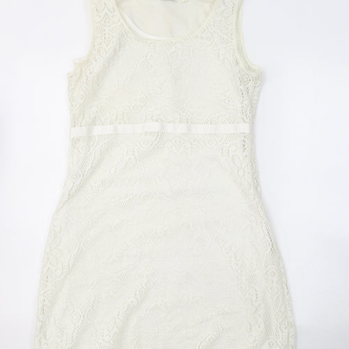 Kaffe Womens Ivory  Polyester A-Line  Size M  Round Neck Zip