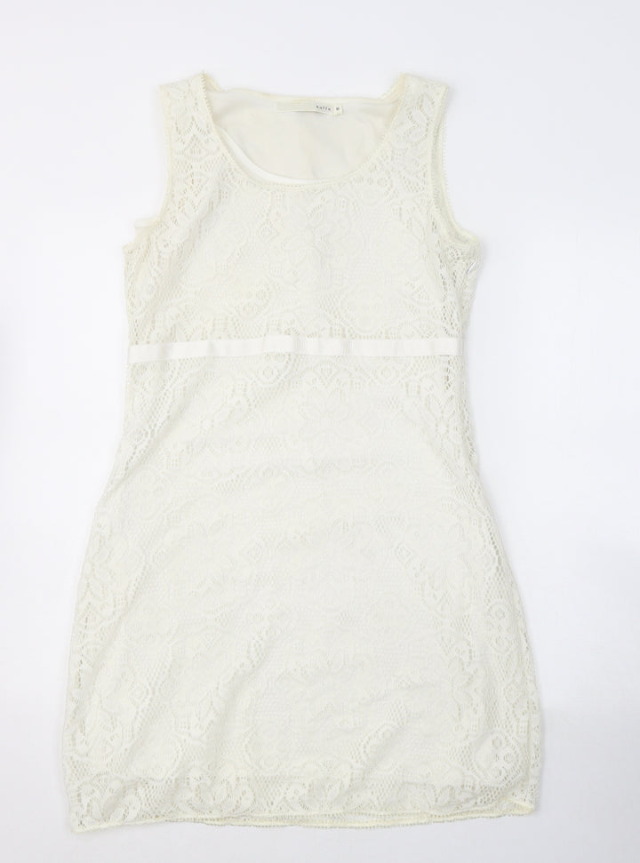 Kaffe Womens Ivory Polyester A-Line Size M Round Neck Zip