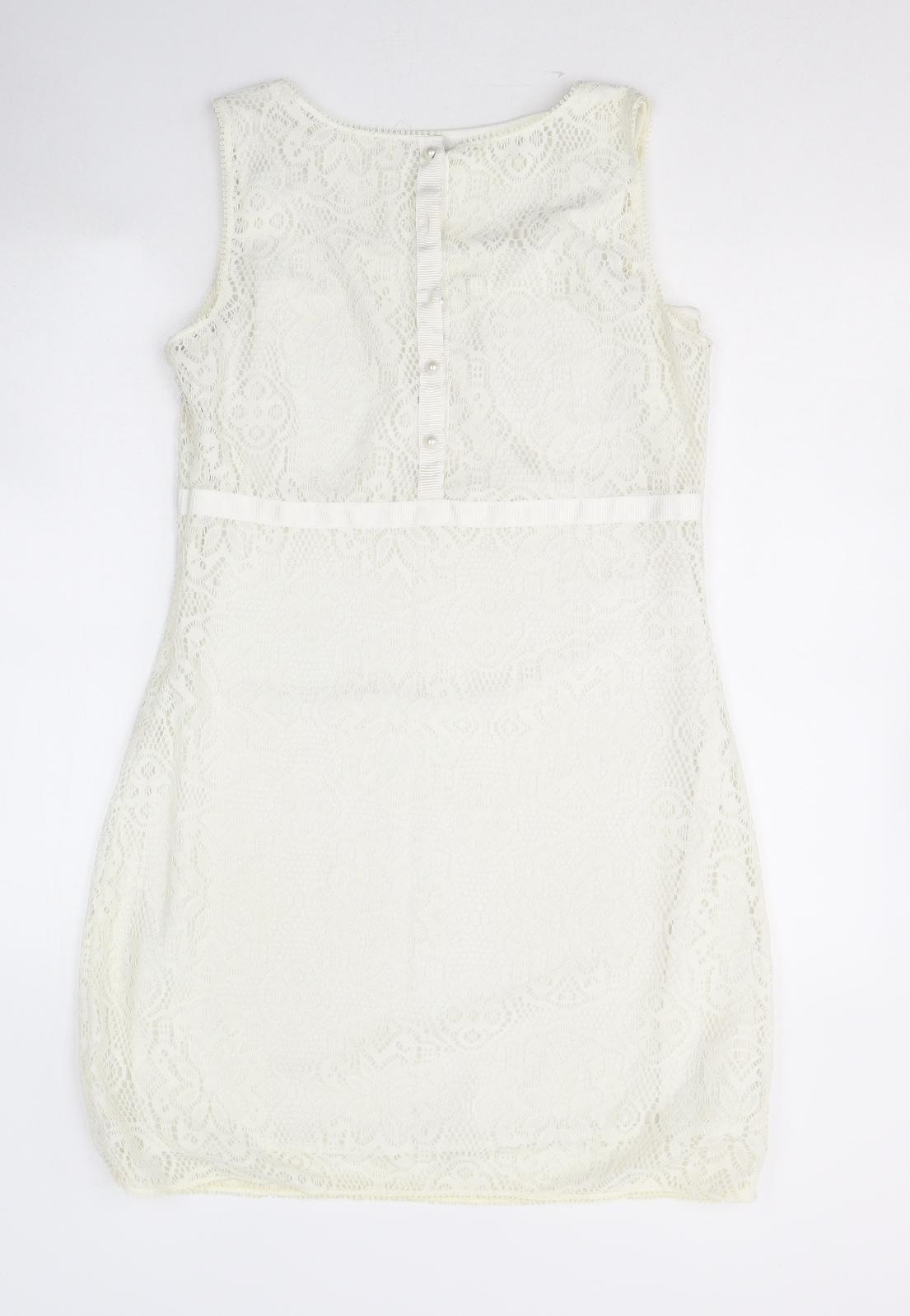 Kaffe Womens Ivory  Polyester A-Line  Size M  Round Neck Zip