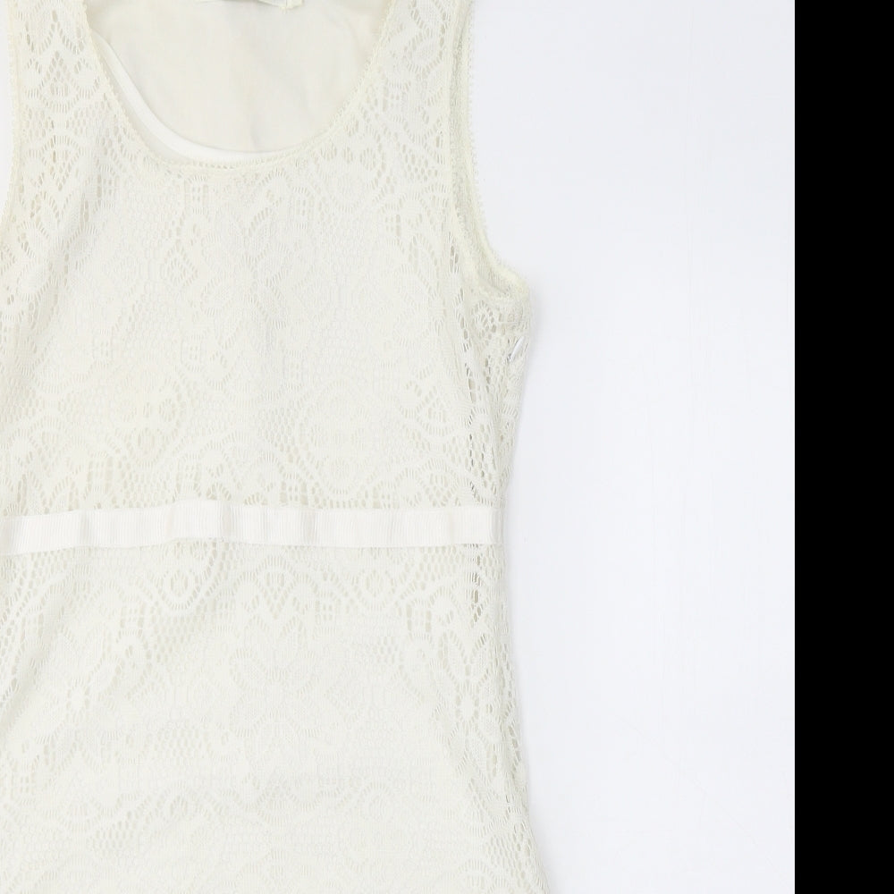 Kaffe Womens Ivory  Polyester A-Line  Size M  Round Neck Zip