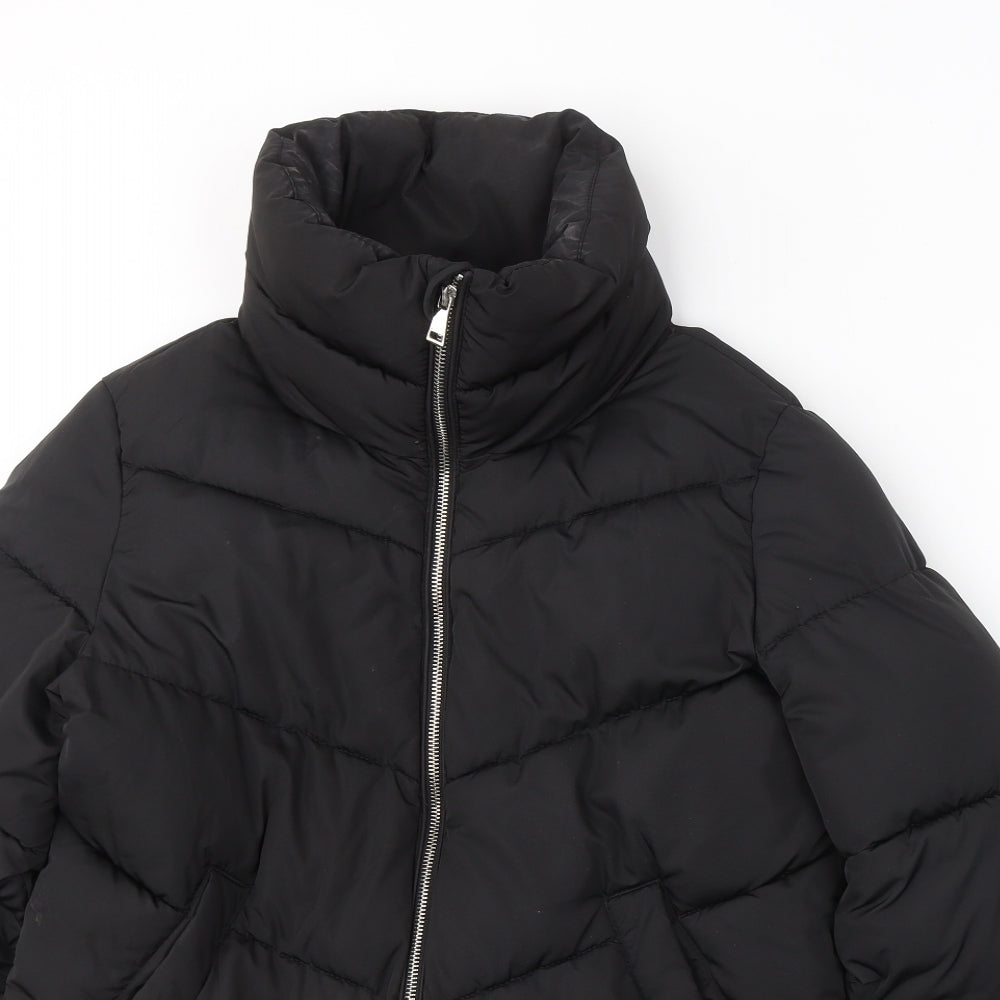 Stradivarius Womens Black   Puffer Jacket Coat Size M  Zip