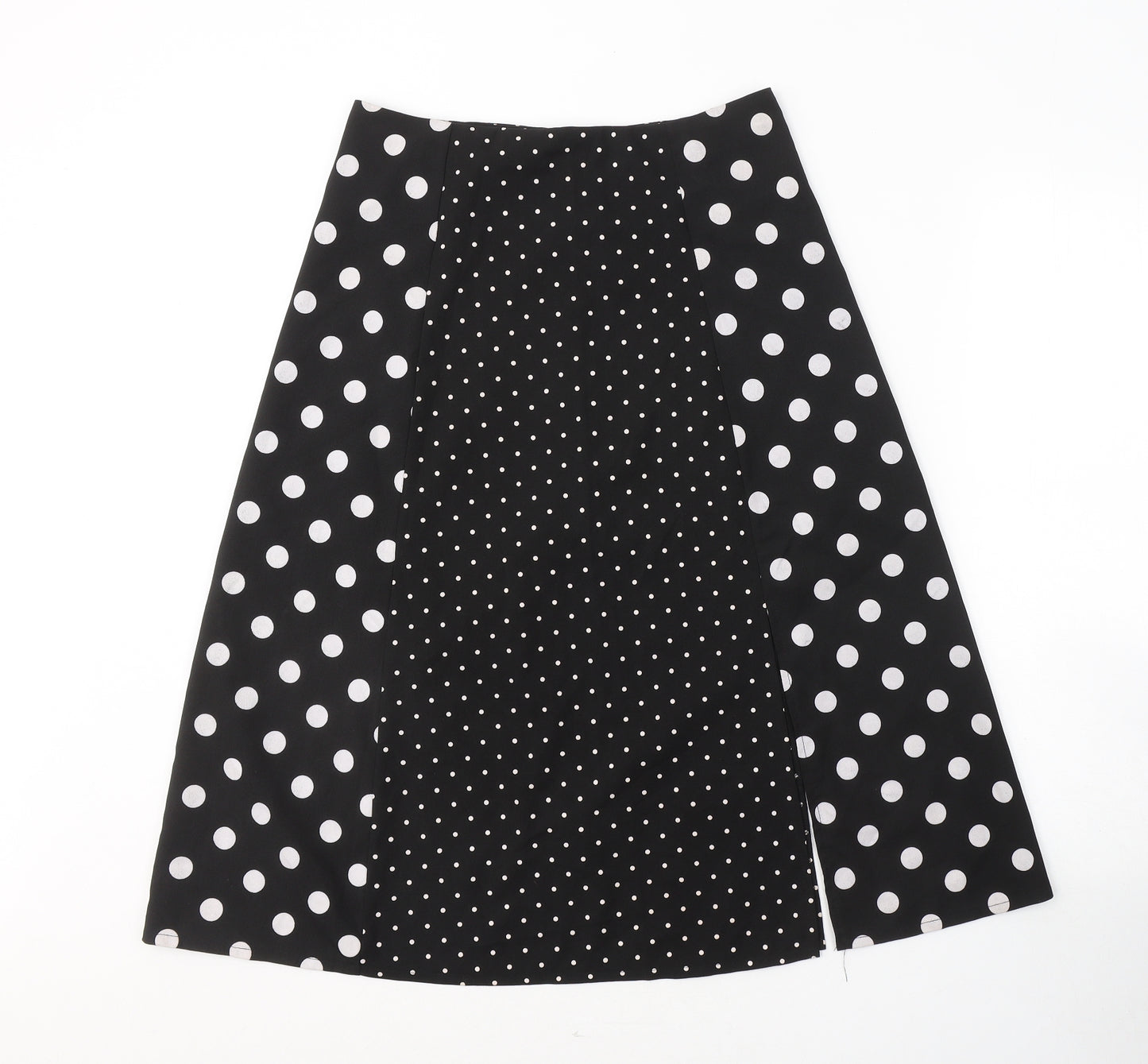 Preworn Womens Black Polka Dot Polyester A-Line Skirt Size 28   Zip