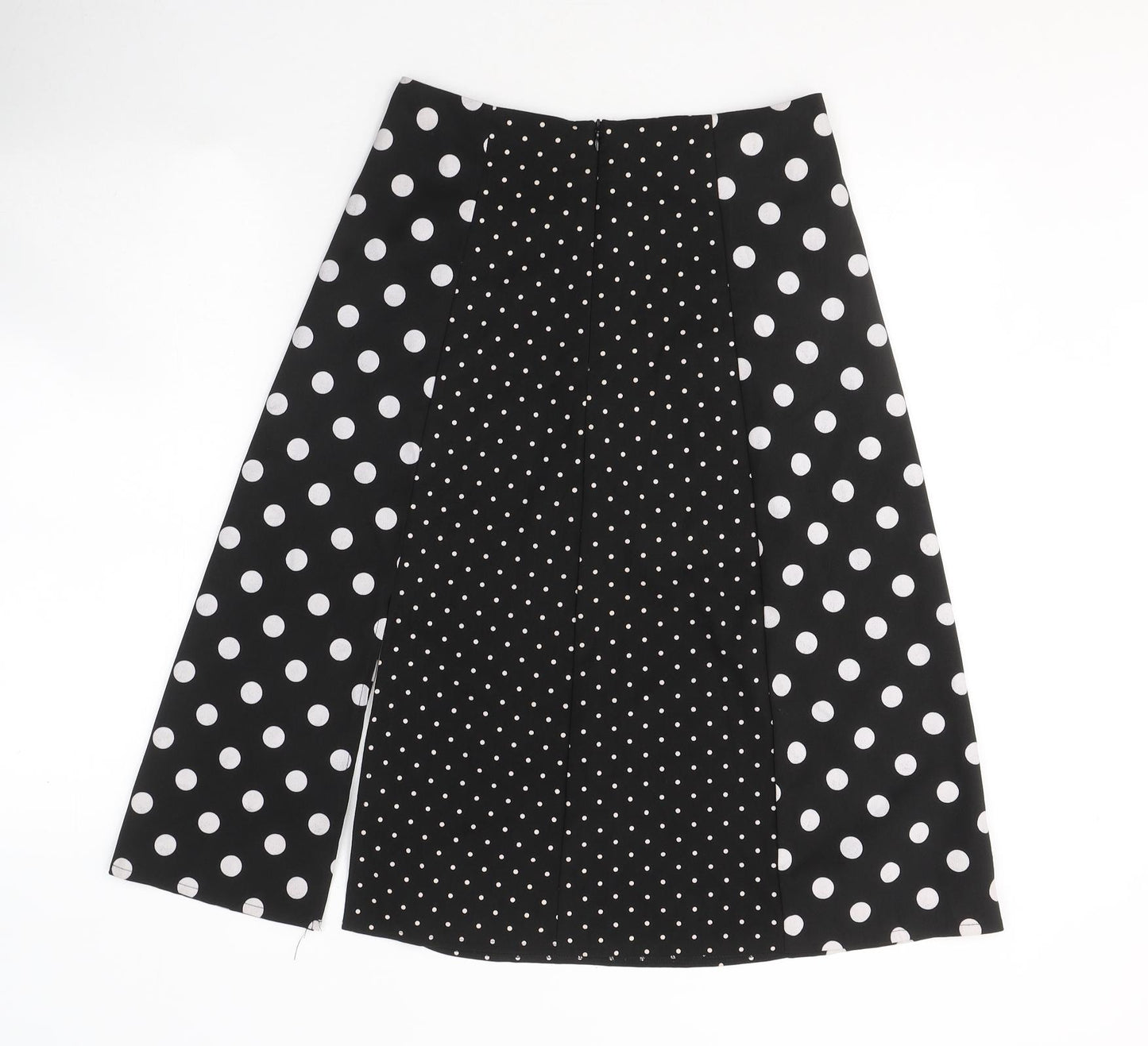 Preworn Womens Black Polka Dot Polyester A-Line Skirt Size 28   Zip