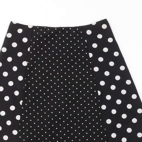 Preworn Womens Black Polka Dot Polyester A-Line Skirt Size 28   Zip