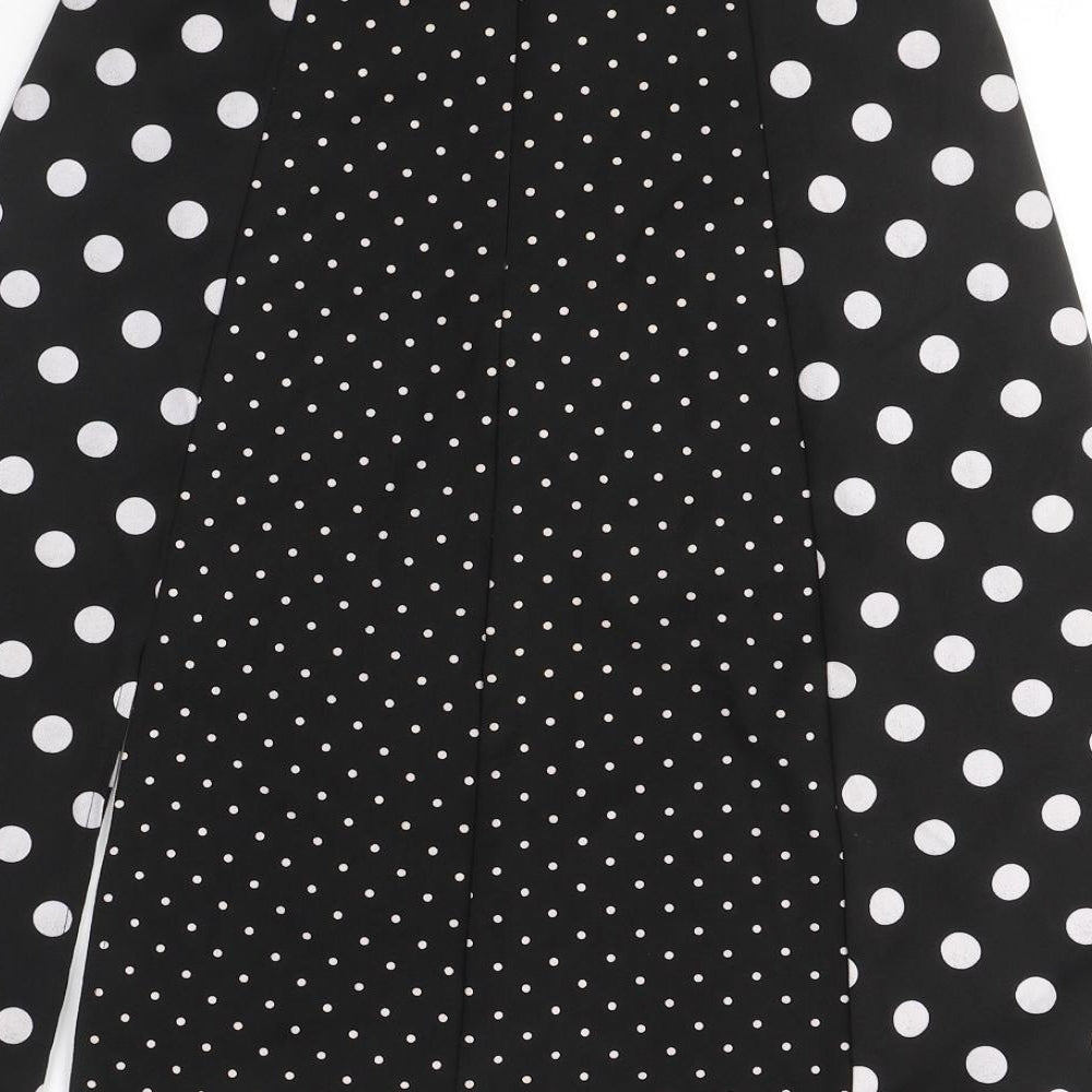 Preworn Womens Black Polka Dot Polyester A-Line Skirt Size 28   Zip