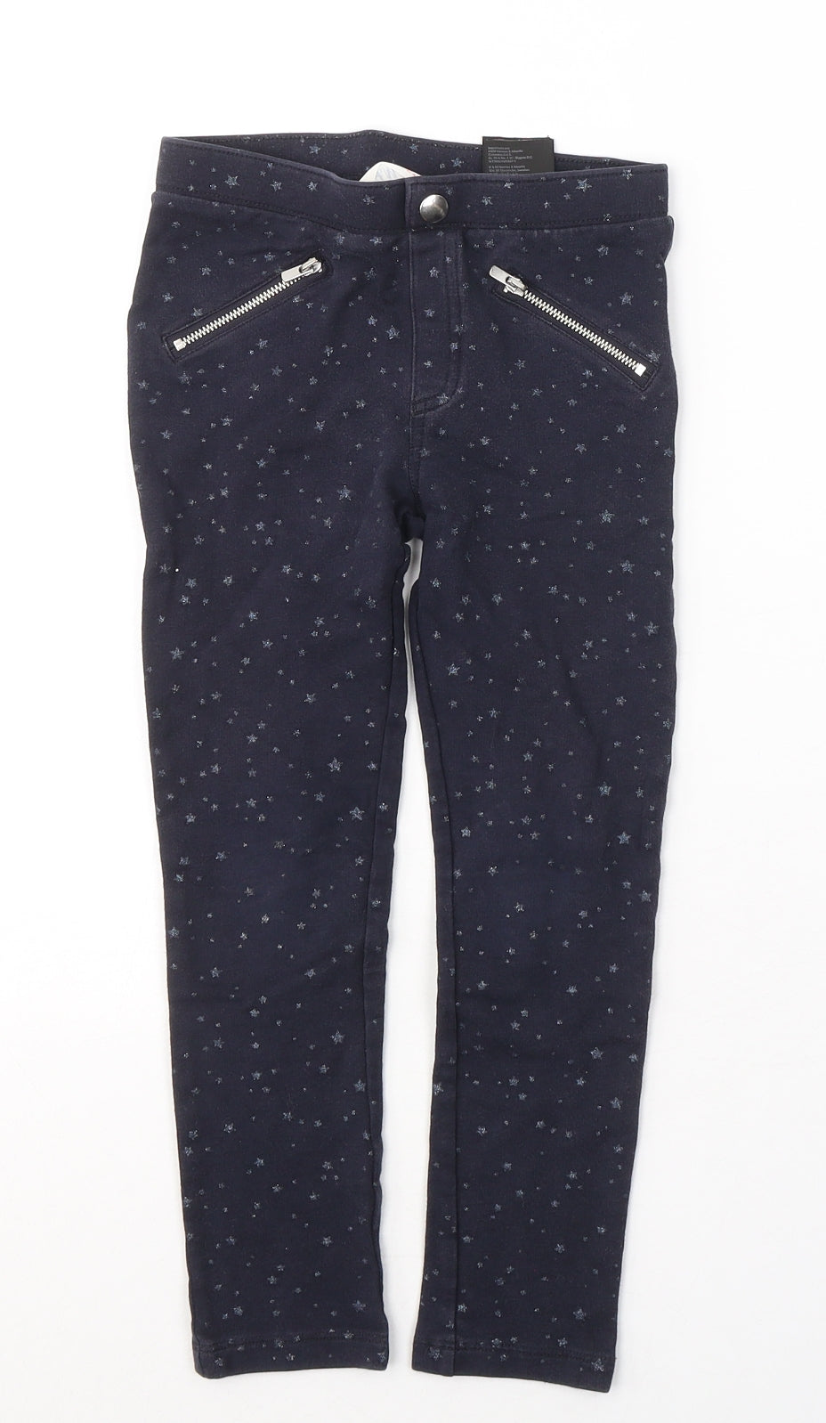 H&M Girls Blue Geometric Cotton Pedal Pusher Trousers Size 6-7 Years  Regular Pullover - Stars