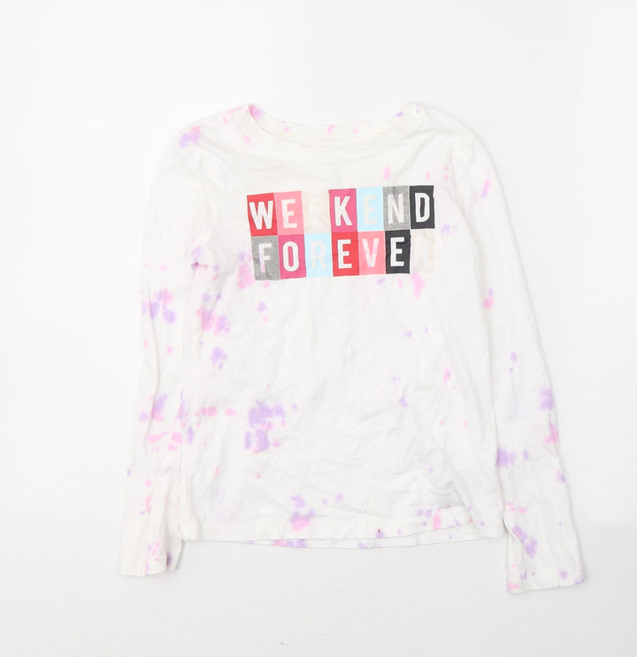 Gap Girls White Geometric Cotton Pullover Casual Size M Round Neck Pullover - Weekend Forever