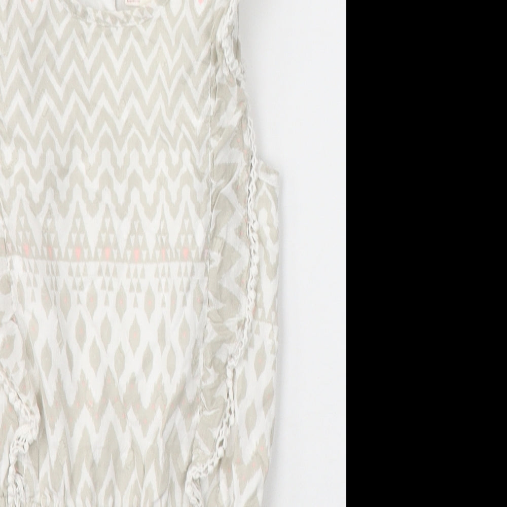 Debenhams Girls Grey Geometric Cotton Playsuit One-Piece Size 7 Years  Button