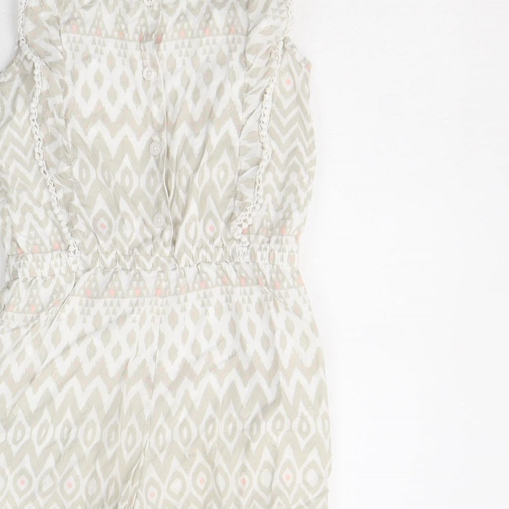 Debenhams Girls Grey Geometric Cotton Playsuit One-Piece Size 7 Years  Button
