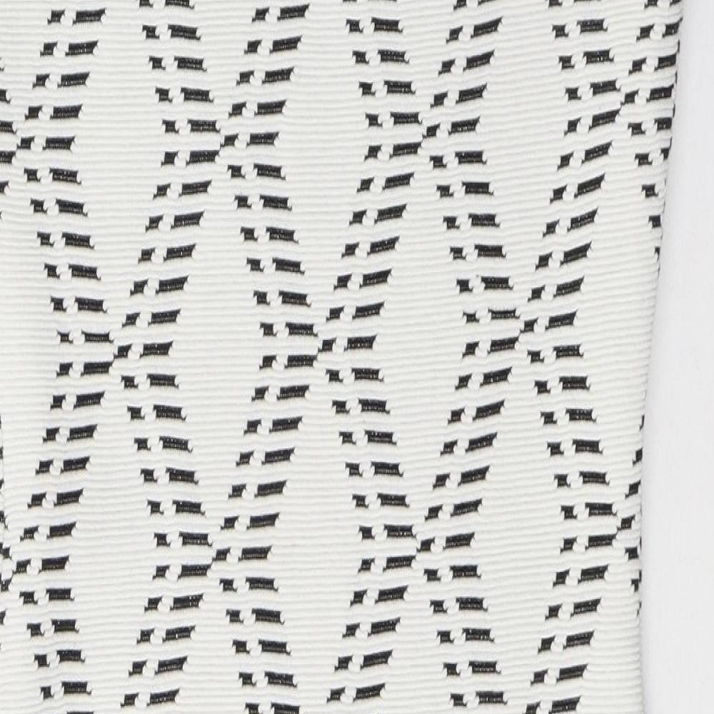 River Island Womens White Geometric Cotton A-Line  Size 10  Round Neck Zip