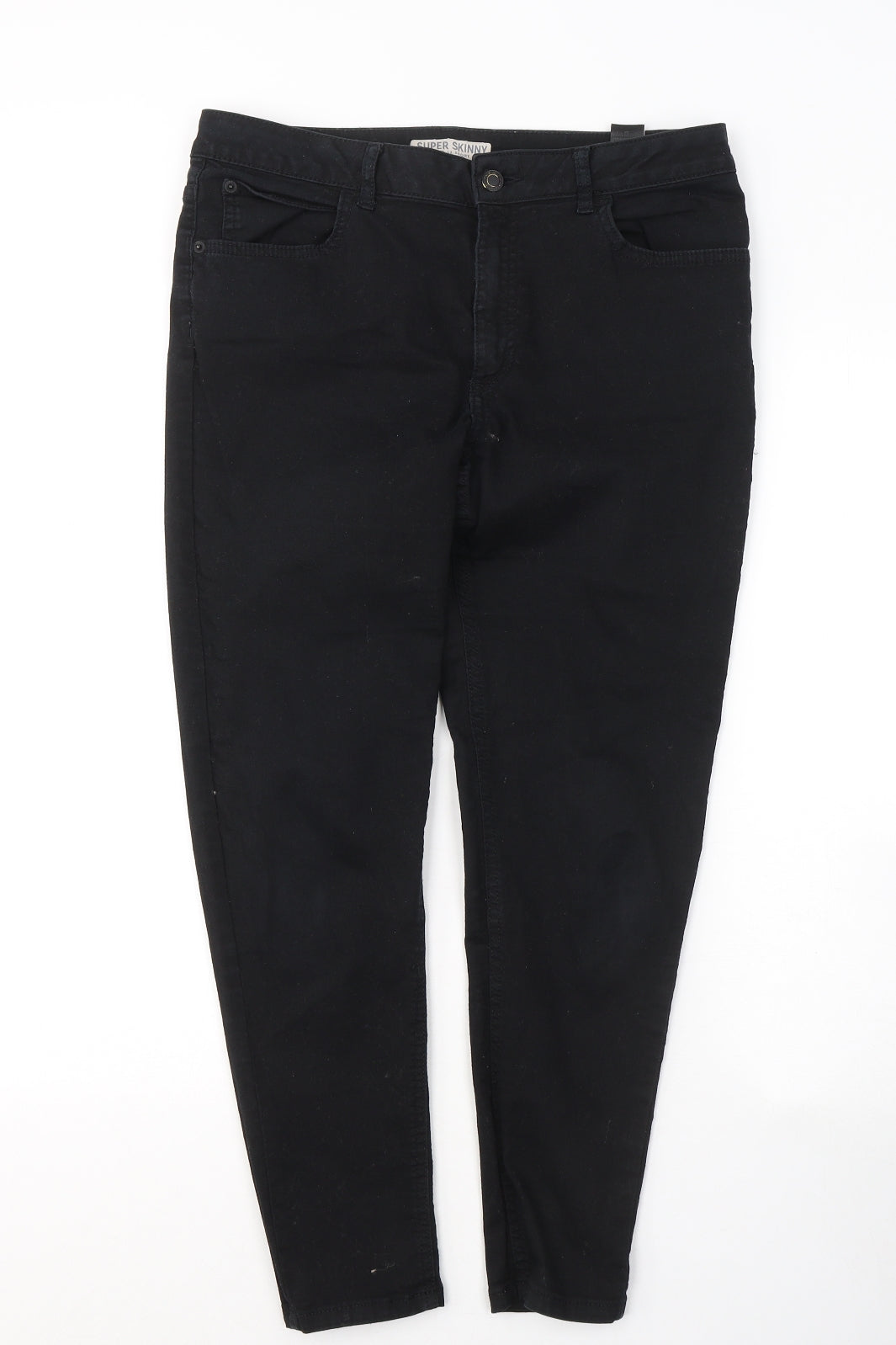 M&S Womens Black  Cotton Skinny Jeans Size 12 L25 in Regular Button