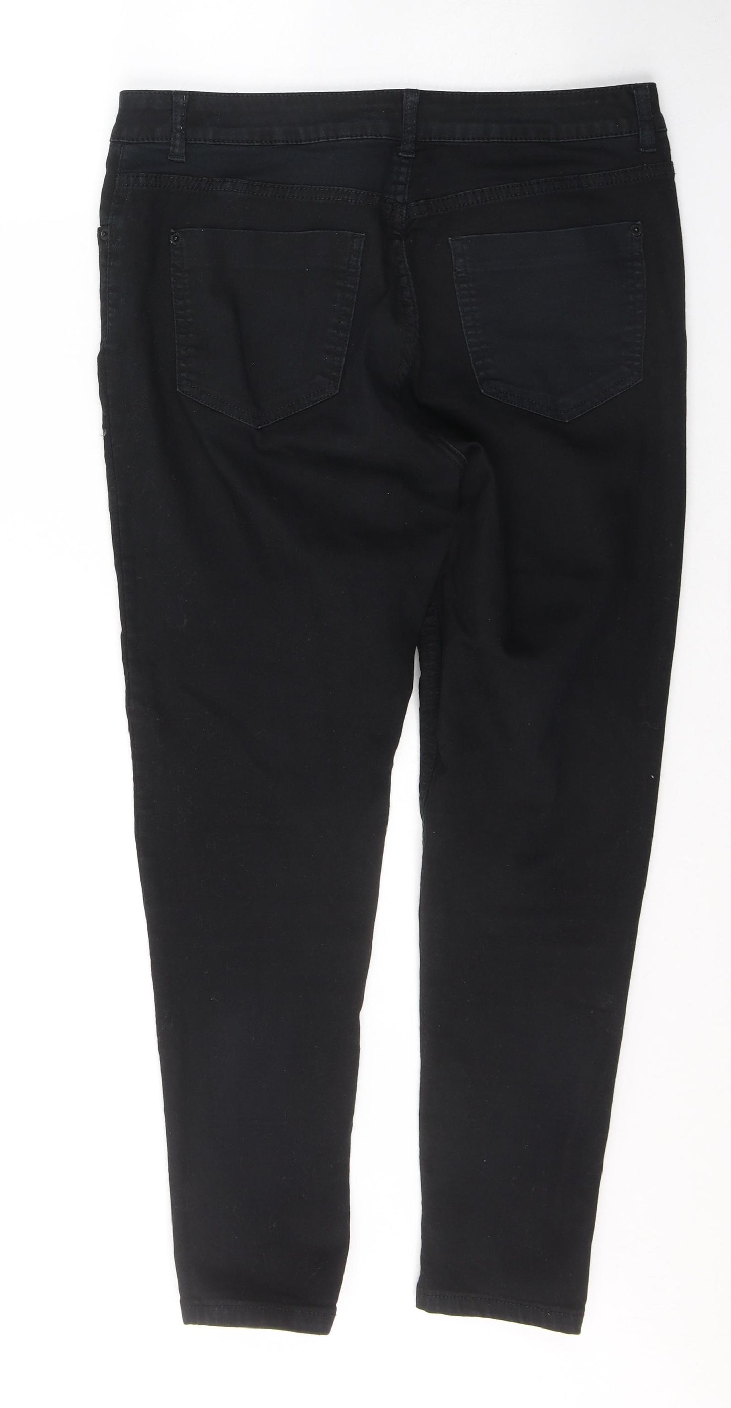 M&S Womens Black  Cotton Skinny Jeans Size 12 L25 in Regular Button