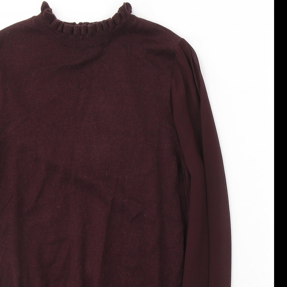 Oasis Womens Red  Cotton Jersey Blouse Size S Round Neck