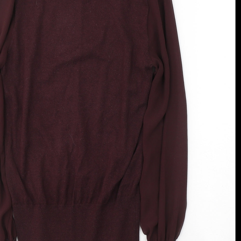 Oasis Womens Red  Cotton Jersey Blouse Size S Round Neck