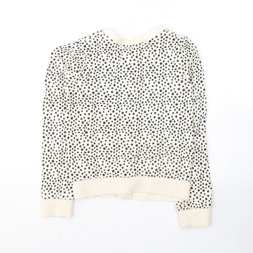 H&M Girls Ivory Round Neck Polka Dot Cotton Cardigan Jumper Size 6-7 Years  Button - Dalmations