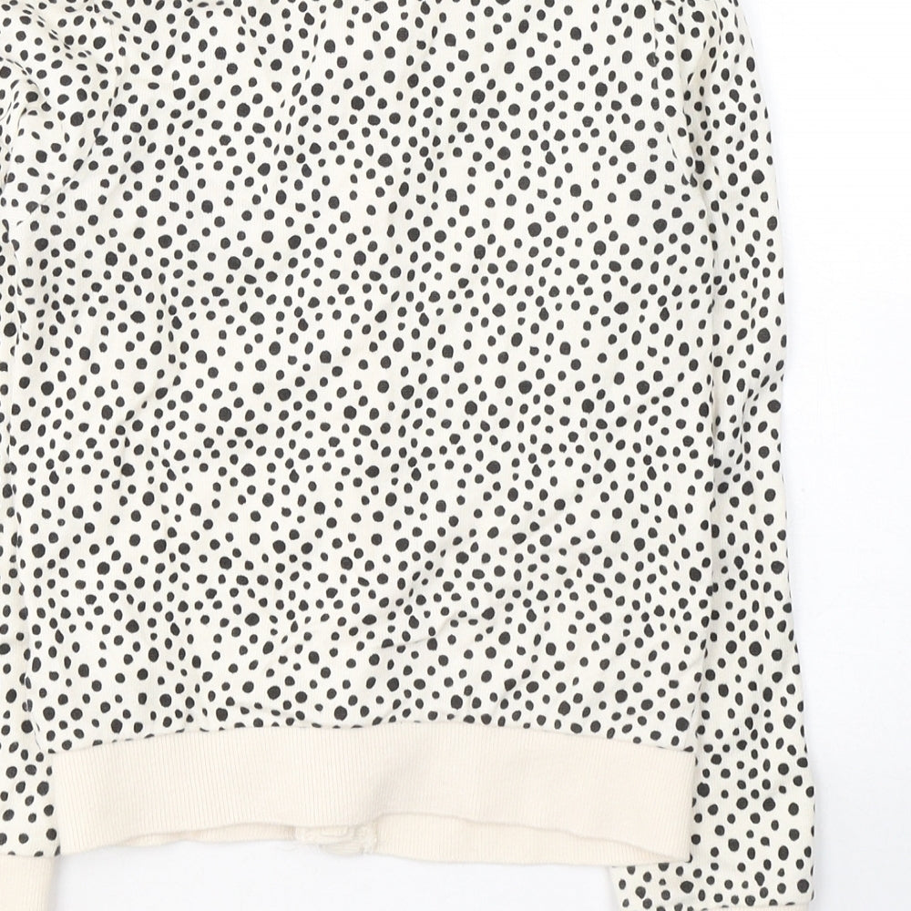 H&M Girls Ivory Round Neck Polka Dot Cotton Cardigan Jumper Size 6-7 Years  Button - Dalmations