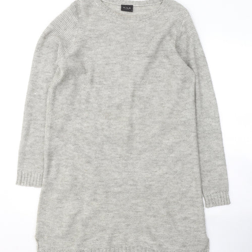 VILA Womens Grey  Acrylic Jumper Dress  Size S  Round Neck Pullover