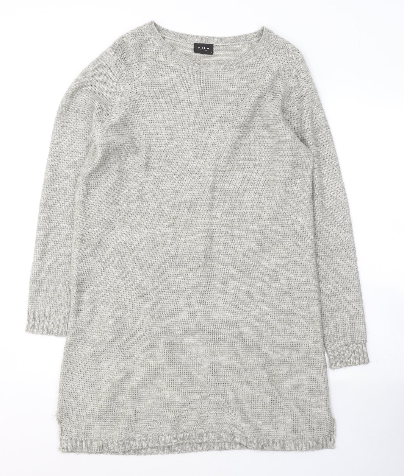 VILA Womens Grey  Acrylic Jumper Dress  Size S  Round Neck Pullover