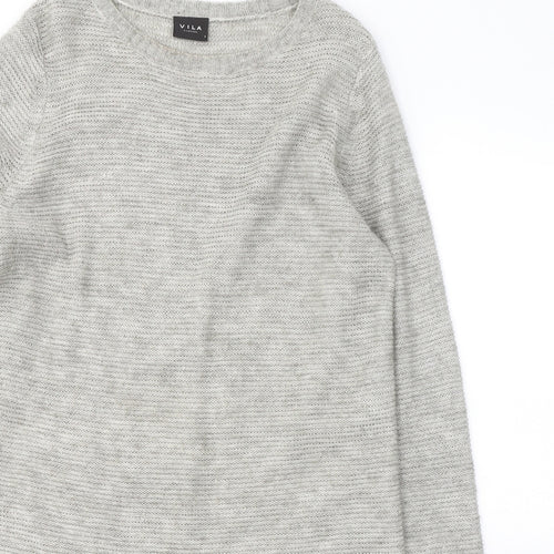 VILA Womens Grey  Acrylic Jumper Dress  Size S  Round Neck Pullover