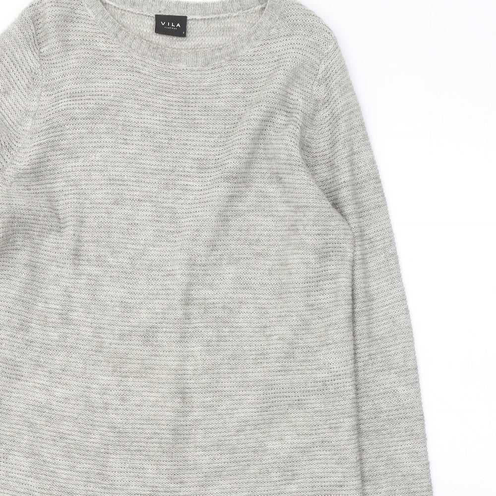 VILA Womens Grey  Acrylic Jumper Dress  Size S  Round Neck Pullover