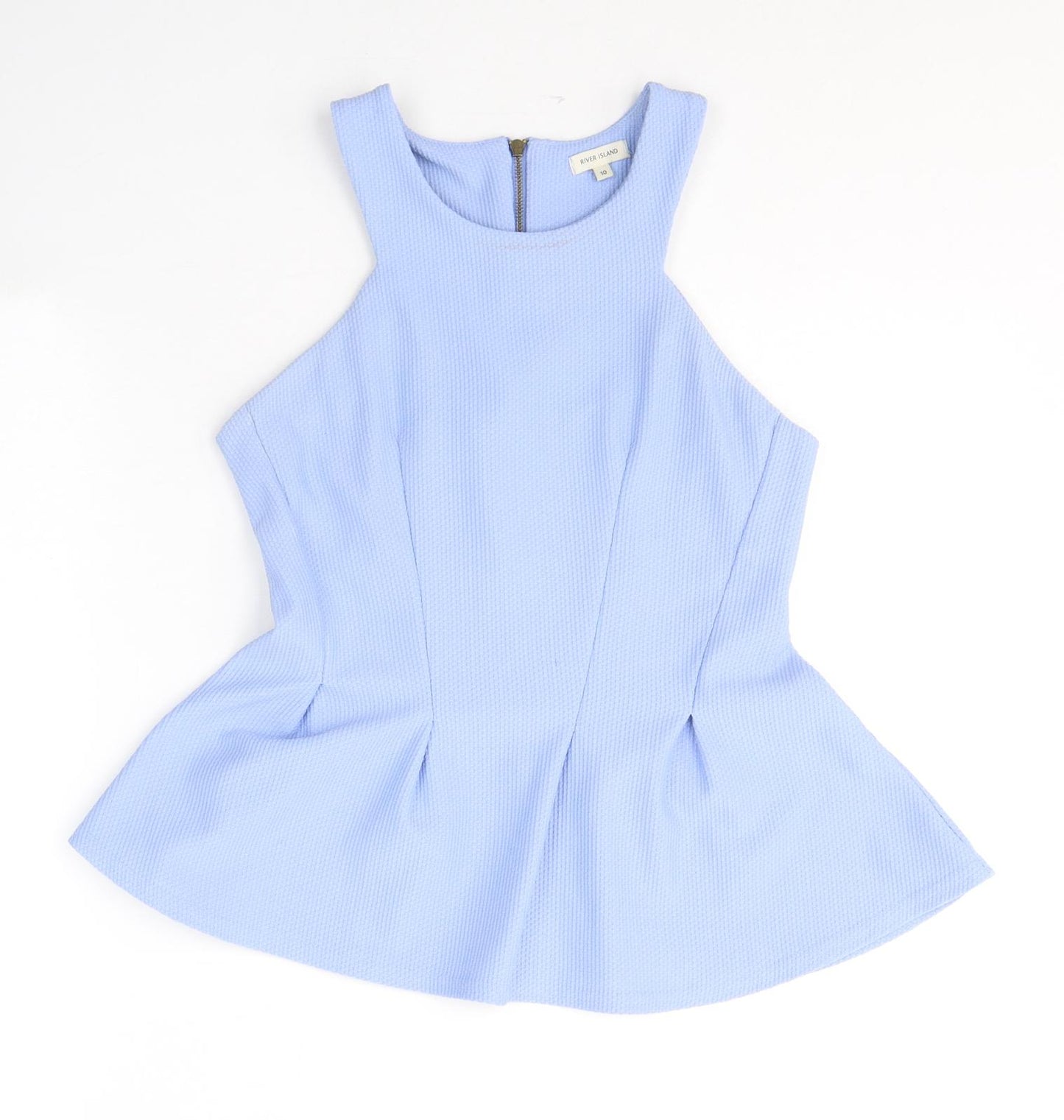 River Island Womens Blue  Polyester Jersey Blouse Size 10 Round Neck