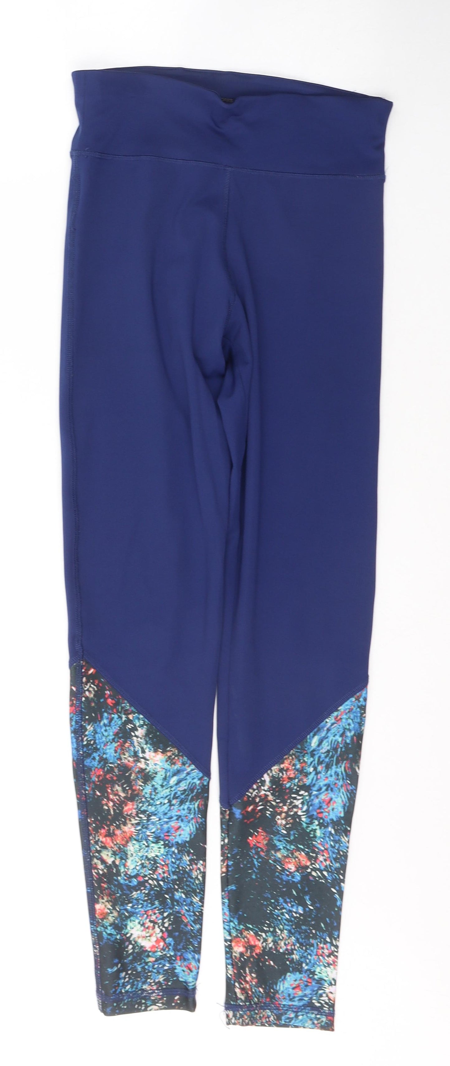 Dunnes Stores Womens Blue Geometric Polyester Compression Leggings Size S L28 in Regular Pullover