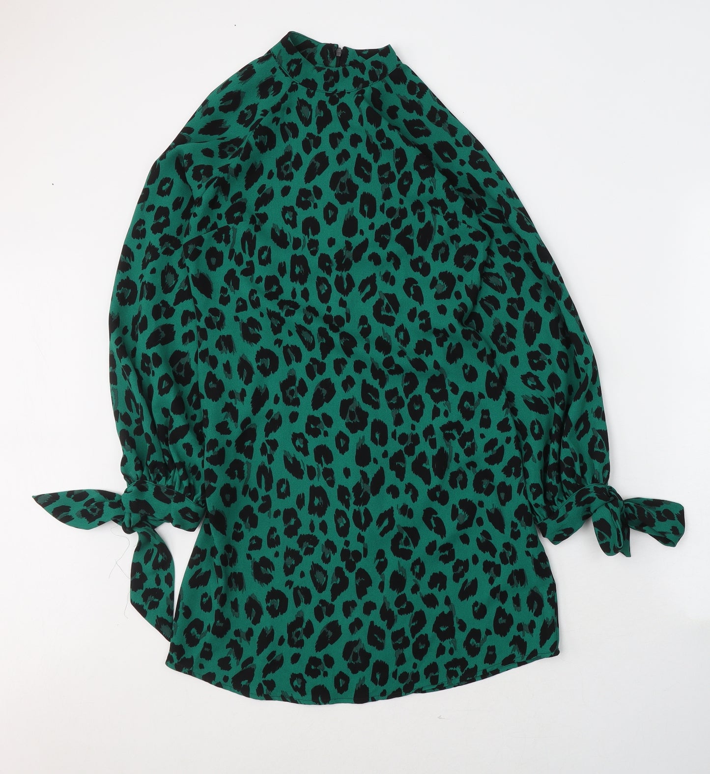 VERY  Womens Green Animal Print Viscose A-Line  Size 8  Round Neck Zip