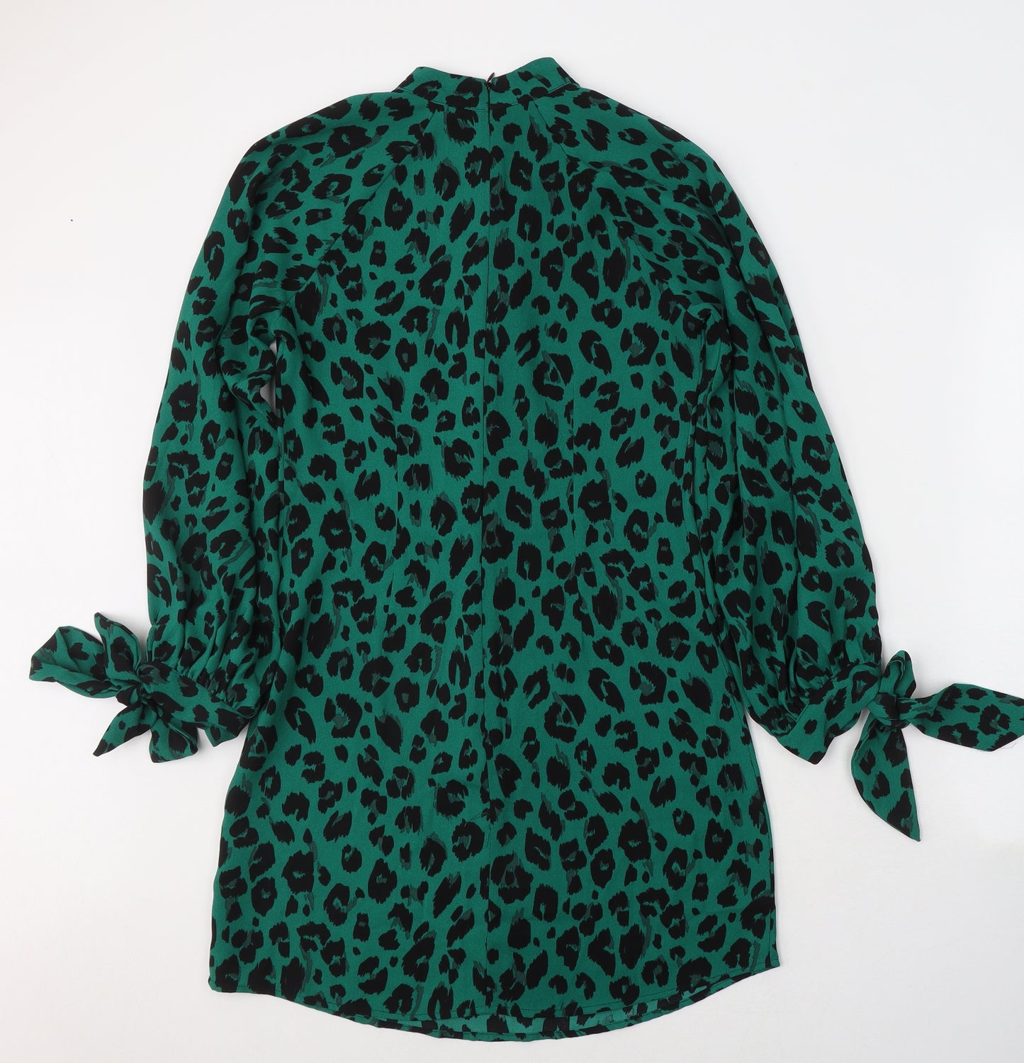 VERY  Womens Green Animal Print Viscose A-Line  Size 8  Round Neck Zip