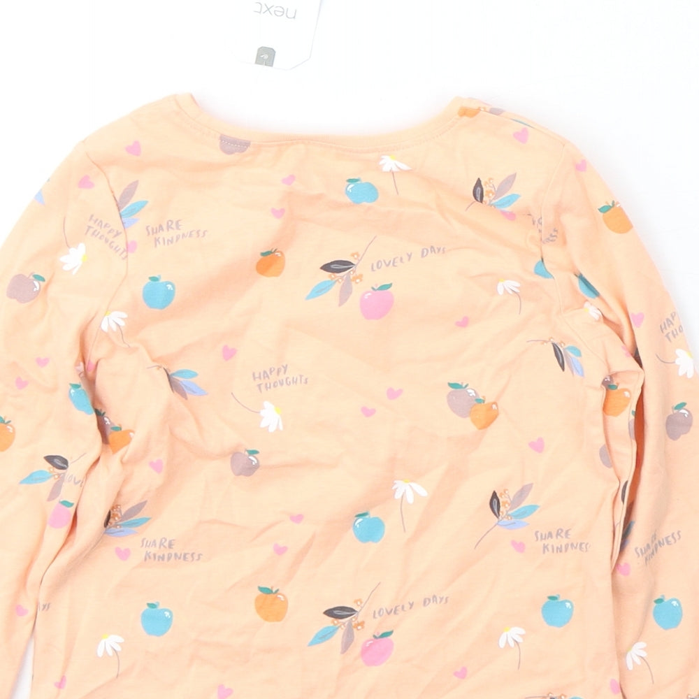 NEXT Girls Orange Geometric Cotton Pullover Casual Size 2-3 Years Round Neck Pullover - share kindness