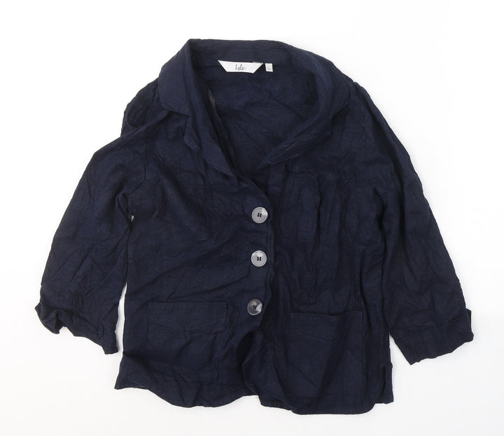 EWM Womens Blue Jacket Blazer Size 12 Button