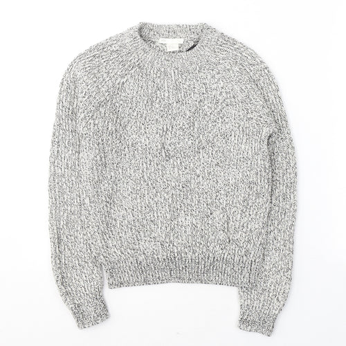 H&M Womens Grey Round Neck  Cotton Pullover Jumper Size XS