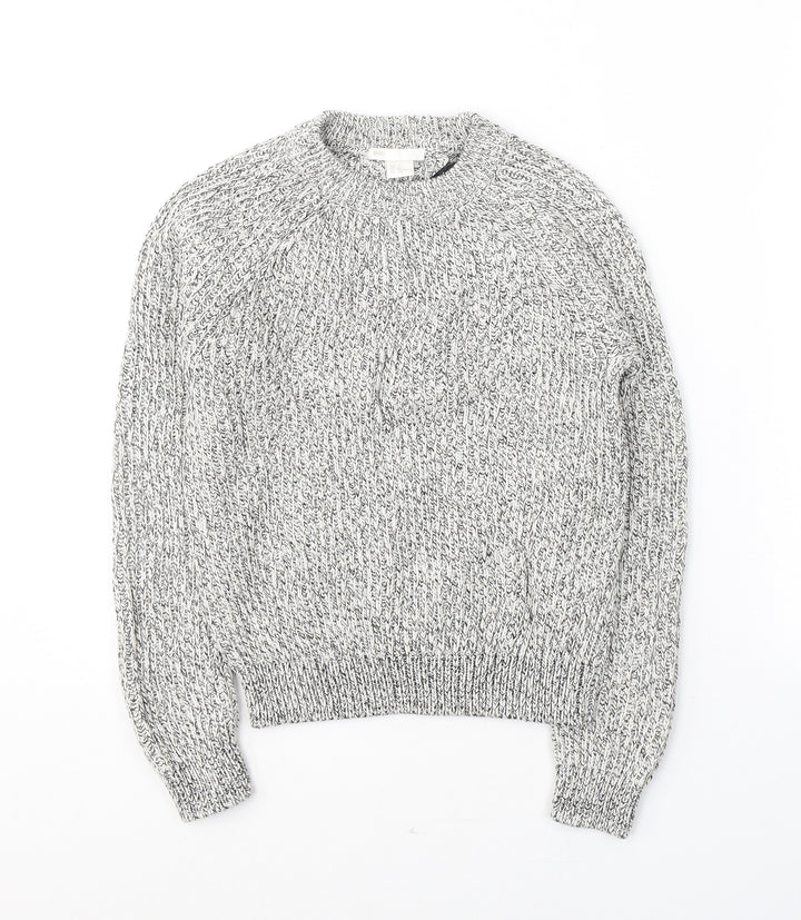 H&M Womens Grey Round Neck Cotton Pullover Jumper Size XS