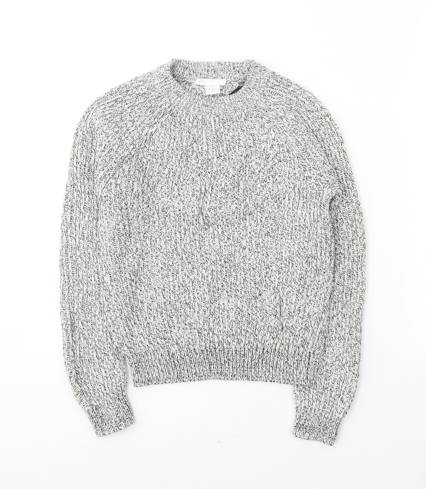 H&M Womens Grey Round Neck  Cotton Pullover Jumper Size XS