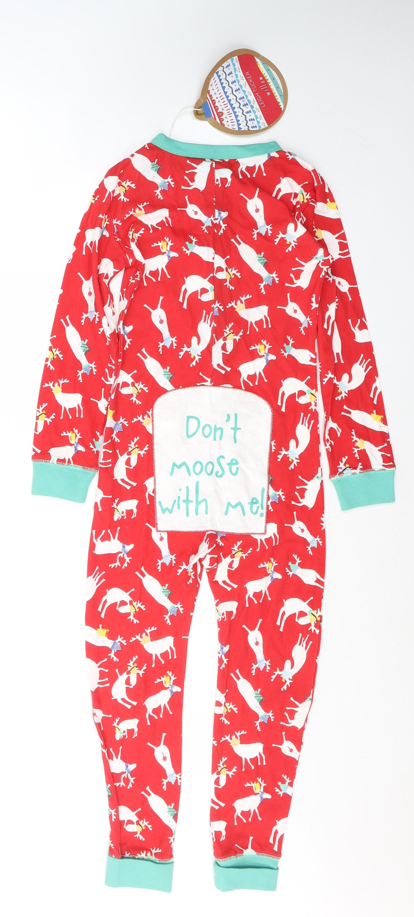 Leigh Tucker Boys Red Geometric Cotton  One Piece Size 7-8 Years  Button - Christmas
