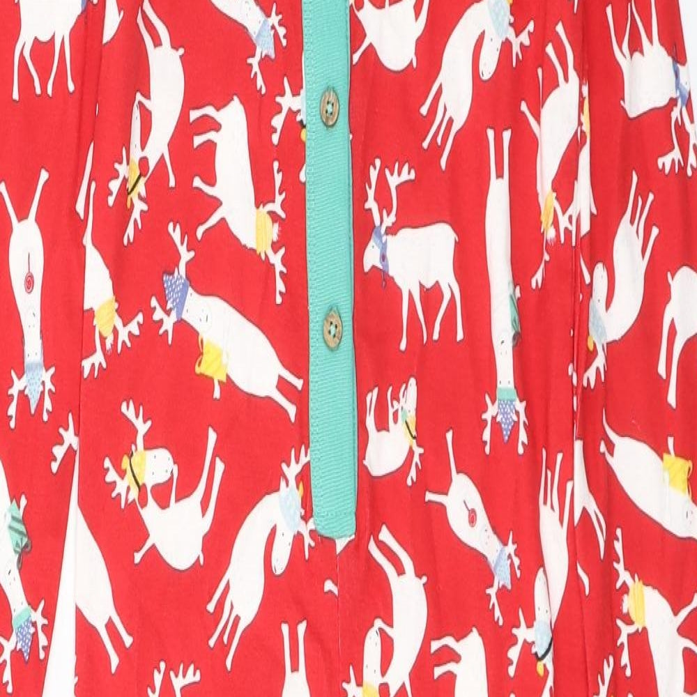 Leigh Tucker Boys Red Geometric Cotton  One Piece Size 7-8 Years  Button - Christmas