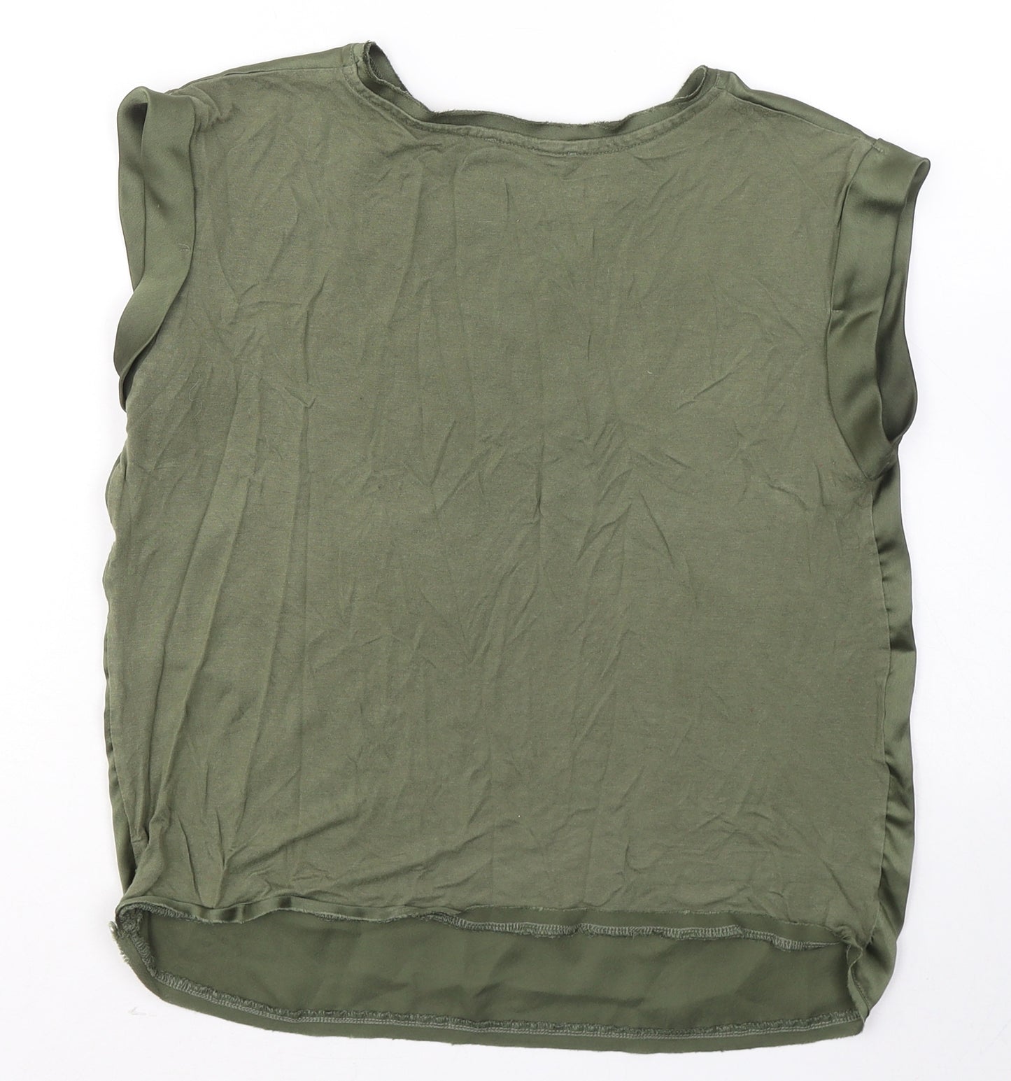 Mango Womens Green  Polyester Basic Blouse Size S Round Neck