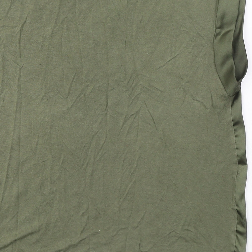 Mango Womens Green  Polyester Basic Blouse Size S Round Neck
