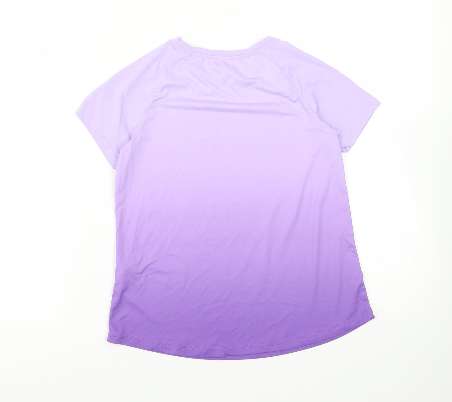 Dunnes Stores Girls Purple  Polyester Basic T-Shirt Size 9-10 Years Round Neck