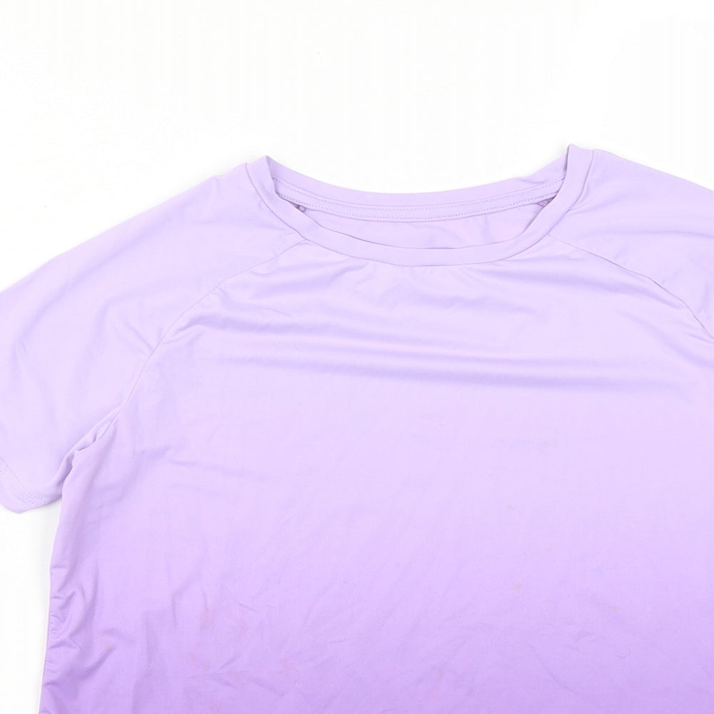 Dunnes Stores Girls Purple  Polyester Basic T-Shirt Size 9-10 Years Round Neck
