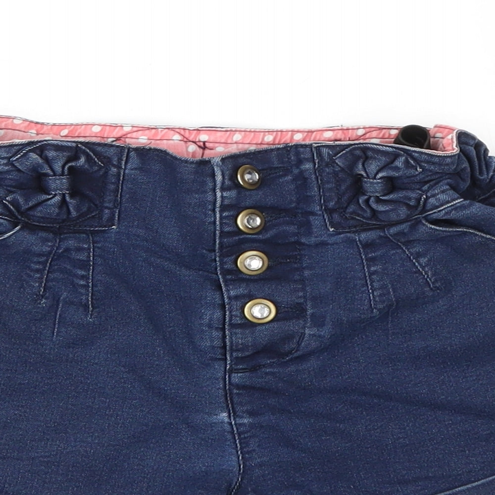 TU Girls Blue  Cotton Chino Shorts Size 7 Years  Regular Buckle